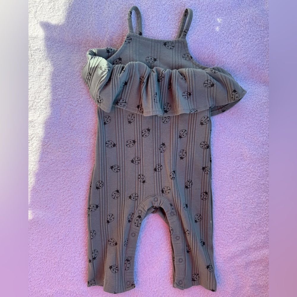 Green Ladybug Baby jumpsuit